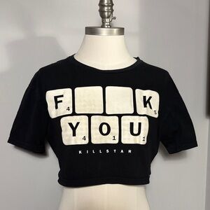 Killstar XS Black Scrabble Crop Top